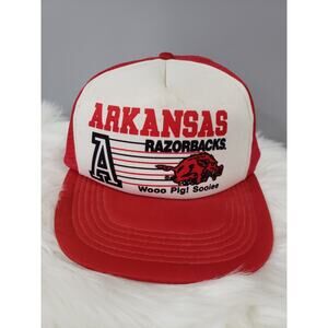 Vintage 80s Arkansas Razorbacks‎ Trucker Hat Baseball Cap Snapback Foam Mesh